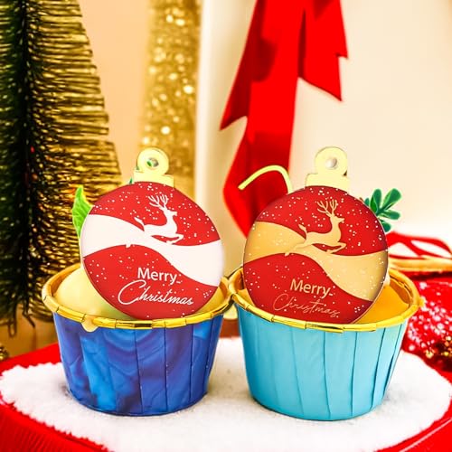 3 LITTLE DESSERTS Cupcake-Topper aus Acryl, UV-bedruckt, Weihnachtskugel-Edition, 6 Stück (Design 1) von 3 LITTLE DESSERTS