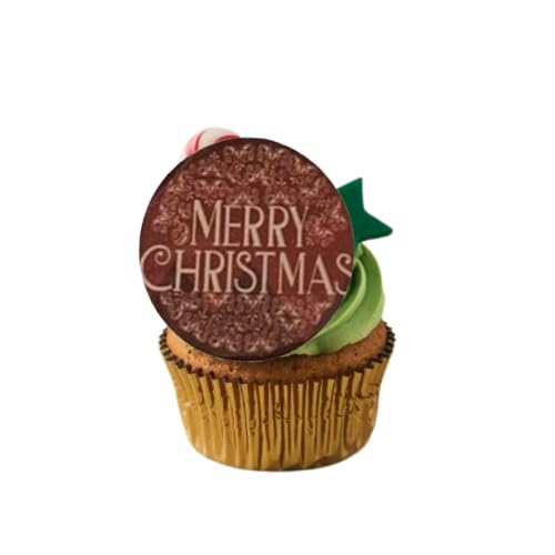 3 LITTLE DESSERTS Cupcake-Topper mit Aufschrift "Merry Christmas", UV-bedruckt, Acryl, Weihnachtskugel-Edition, 6 Stück von 3 LITTLE DESSERTS