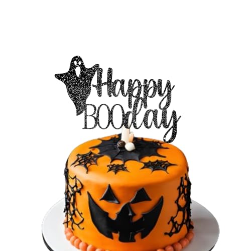 Happy Boo Day Cake Topper Kuchendekoration Zubehör Halloween Thema Kuchen Topper Kürbis Party Supplies Halloween Kuchen Dekoration (Schwarz) von 3 LITTLE DESSERTS