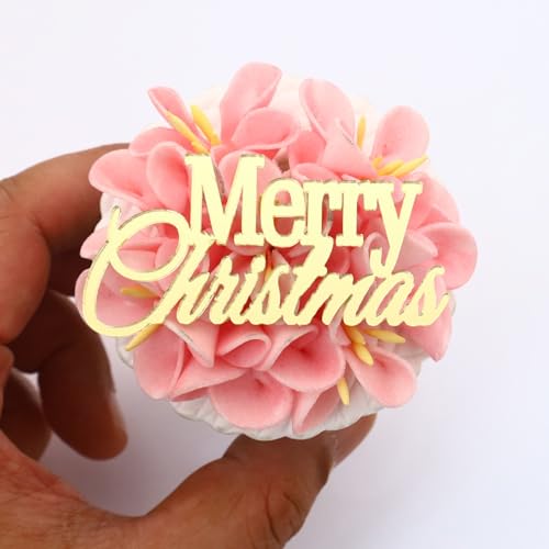 Merry Christmas Cupcake Charm Topper - Elegante Acryl-Kuchenaufsätze, perfekt für Feiertagsfeiern (6 Stück) (Stil 2) von 3 LITTLE DESSERTS