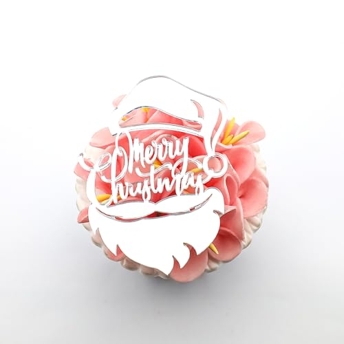 Merry Christmas Cupcake Charm Topper - Elegante Acryl-Kuchenaufsätze, perfekt für Feiertagsfeiern (6 Stück) (Stil 7) von 3 LITTLE DESSERTS