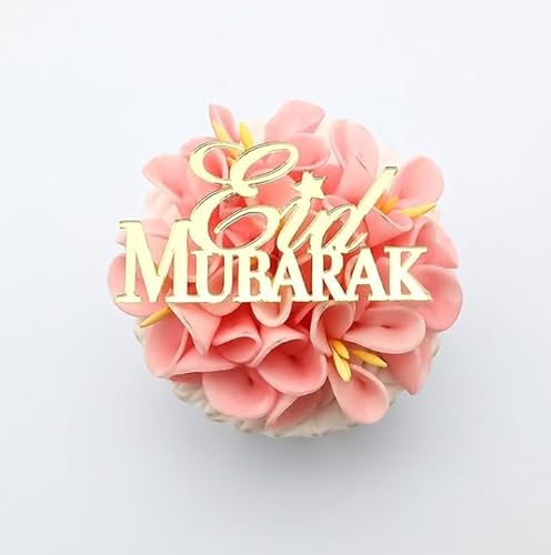 Ramadan Kareem Cupcake-Topper, gravierte Charms, Iftar-Party-Cupcake-Topper, EID Mubarak, Cupcake-Topper, Acryl-Spiegel-Kuchenaufsatz, 6 Stück (Stil 2) von 3 LITTLE DESSERTS