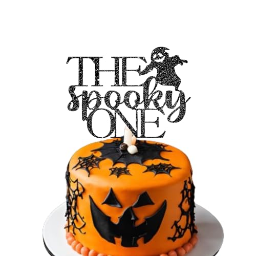 The Spooky One Cake Topper - Halloween Cake Topper - Halloween Themed Cake Topper - Pumpkin Party Supplies Halloween Cake Decoration (Schwarz) von 3 LITTLE DESSERTS