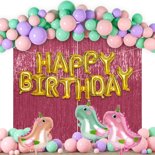 3 otters 120 Stück rosa Geburtstagsparty-Luftballons, Dinosaurier-Party-Dekorationen, Ballon-Set für Kindergeburtstagsparty von 3 otters