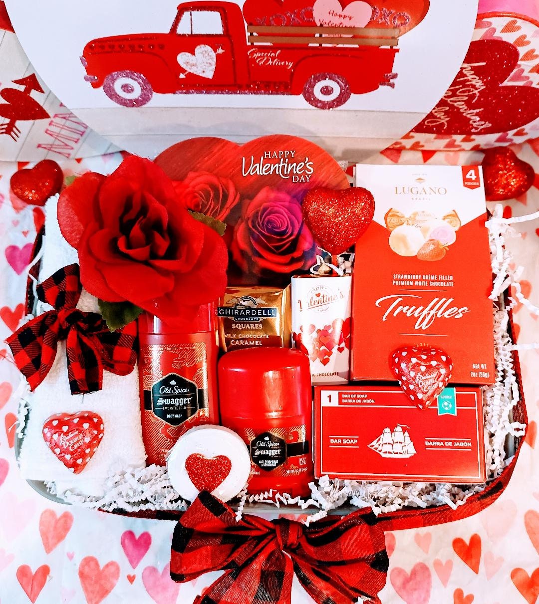 Valentinstag Herren Dad Freund Old Spice Bad Körper Gesicht Shave Lotion Spa Ghirardelli Trüffel Milchschokolade Geschenkkorb Für Ihn Hamper von 365giftbasket