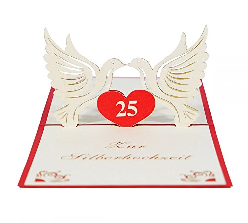 3D KARTE "Silberne Hochzeit" I Pop-Up Karte als Glückwunschkarte, Einladungskarte, Geschenkkarte I Klappkarte zum Hochzeitstag von 3D Kartenwelt