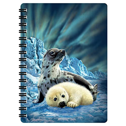 3D LiveLife Jotter - Harfenrobben von Deluxebase. Linsenförmiges 3D Ocean A6 Spiralblock. Liniertes Notizbuch mit Kunstwerken, die vom bekannten Künstler Steven Michael Gardner lizenziert wurden von 3D LiveLife