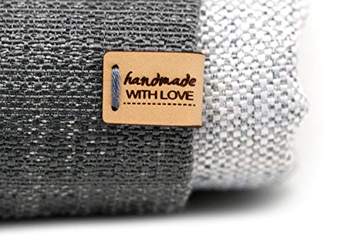 Lederetiketten "handmade with love" MOD. E - Exklusive gravierte echte italienische Leder-Tags - Handmade leather labels tags (30 Stück - Standard Text) von 3DP