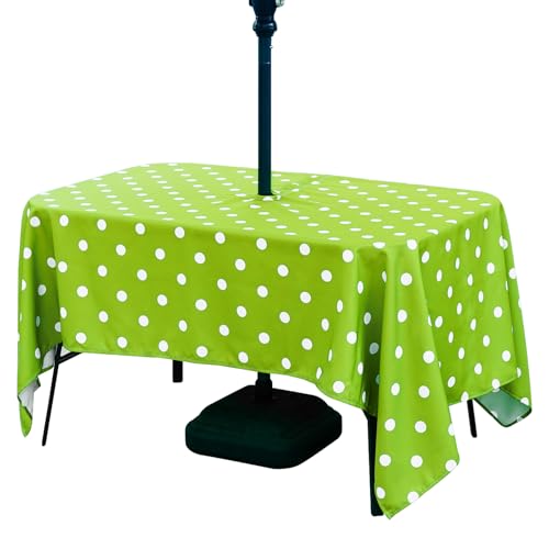 3E Home Outdoor-Tischdecke mit Sonnenschirmloch, wasserabweisend, für Garten, Terrasse, rechteckige Tischdecke für Picknicks und Partys im Freien, 152 x 213 cm, Grüner Punkt 3E Home Outdoor-Tischdecke mit Sonnenschirmloch, wasserabweisend, für Garten, Terrasse, rechteckige Tischdecke für Picknicks und Partys im Freien, 152 x 213 cm, Grüner Punkt von 3E Home