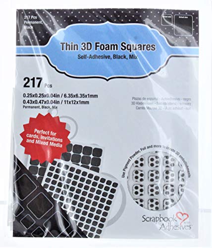 Scrapbook Adhesives Thin 3D Adhesive Foam Squares 217/Pkg-Black (63) .43"X.47" & (154) .25"X.25" von 3L