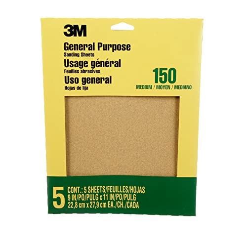 3M Aluminiumoxid-Schleifpapier, Medium, 9001NA, 22,9 x 27,9 cm, 5 Stück von 3M