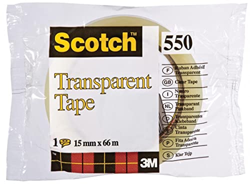 3M 48903 Klebeband, transparent, widerstandsfähig, 15 mm x 66 m, Blau von Scotch