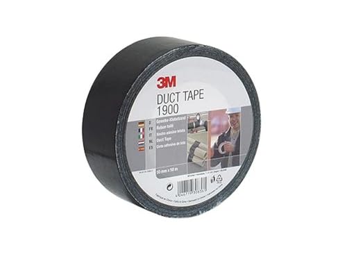 3M Gewebeklebeband 1900, Duct, Starkes Panzer-Tape, Reparatur-Klebeband, 50 mm x 50 m, Schwarz (1-er Pack) von 3M