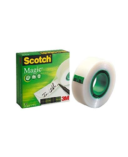 3M Scotch 810 Magic Tape 19mm x 33m x 24 33m Klebeband für Büroschreibtischbänder (33m, Transparent, 19mm) von 3M