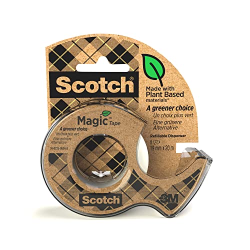 Scotch Magic Klebeband A Greener Choice 19 mm x 20 m im Handspender 100 % recycelt - Unsichtbares Klebeband mit Pflanzlichem Klebstoff zur Reparatur, Etikettierung und Versiegelung von Dokumenten von 3M