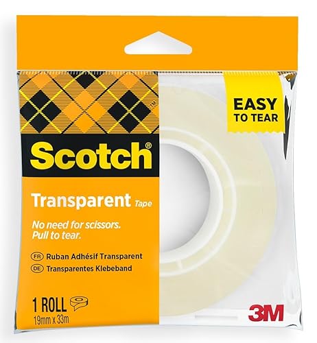 Scotch Transparent Klebeband 508 – 1 Rolle – 19mm x 33m – Durchsichtiges Allzweckband für Schule, Zuhause und Büro von Scotch