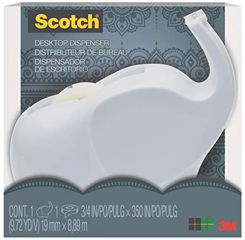 3M Scotch C43-ELPHT Abroller im Elefantendesign, 1 Rolle Magic Klebeband 19 mm X 8, 89 M C43 Elephant EU, Weiß von Scotch