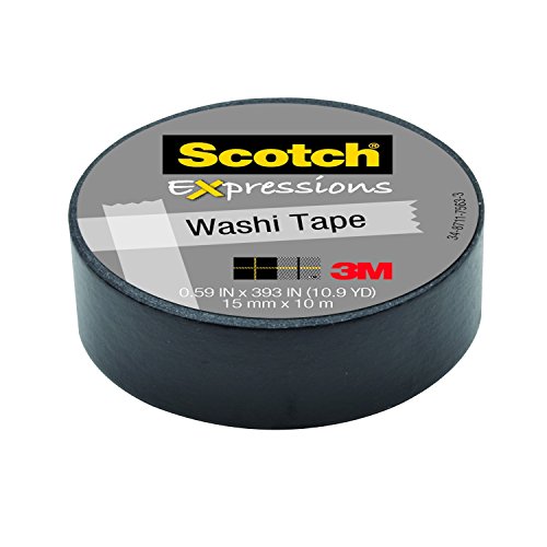 Scotch KK1510S ScKreativ-Klebeband, Washi Tape, Dekoband, 15 mm x 10 m, schwarz von Scotch