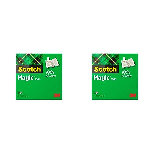 Scotch M8101233 Klebeband Magic 810 (Zellulose Acetat, 12 mm x 33 m) matt/unsichtbar (Packung mit 2) von 3M