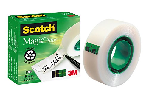 Scotch M8101933 Klebeband Magic 810, Zellulose Acetat, unsichtbar, beschriftbar, 33 m x 19 mm, 12 Rollen von Scotch