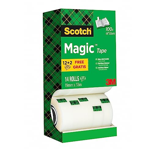 Scotch Magic Klebeband – Vorteilspack 14 Rollen 19mm x 33m, Allzweck-Klebeband für die Reparatur, Etikettierung und zum Verschließen von Dokumenten von Scotch