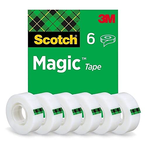 Scotch Magic Tape - 6 Rollen, 19 mm × 33 m - Unsichtbares Klebeband für allgemeine Zwecke zur Reparatur, Etikettierung und Versiegelung von Dokumenten von Scotch