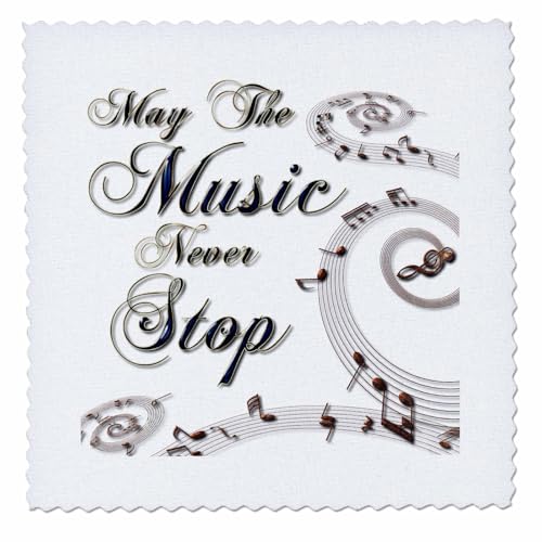 3dRose QS_213981_3 "May The Music Never Stop with Musical Notes" – quadratisch, 20,3 x 20,3 cm von 3dRose