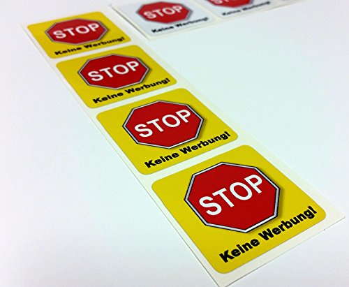 STOP - Keine Werbung, 40x40mm, gelb, 4 St. von 4-prints