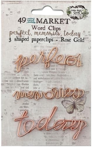 49 And Market Foundations Word Paperclips 3/Pkg-Perfect, Memories & Today In Rose Gold von 49 and Market