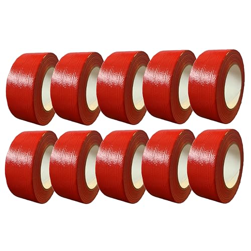 4INSTALATOR Klebeband Pack 10 Rollen Rot 48 mm x 50 mm Duct Tape Panzertape Gewebeklebeband Wasserdicht Isolierklebeband von 4INSTALATOR