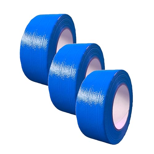 4INSTALATOR Klebeband Pack 3 Rollen Blau 48 mm x 50 mm Duct Tape Panzertape Gewebeklebeband Wasserdicht Isolierklebeband von 4INSTALATOR