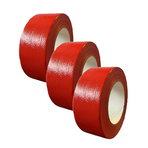 4INSTALATOR Klebeband Pack 3 Rollen Rot 48 mm x 50 mm Duct Tape Panzertape Gewebeklebeband Wasserdicht Isolierklebeband von 4INSTALATOR