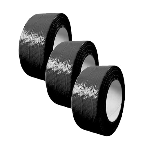 4INSTALATOR Klebeband Pack 3 Rollen Schwarz 48 mm x 50 mm Duct Tape Panzertape Gewebeklebeband Wasserdicht Isolierklebeband von 4INSTALATOR