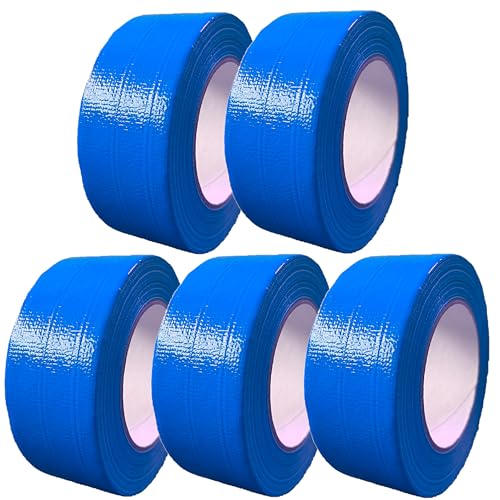 4INSTALATOR Klebeband Pack 5 Rollen Blau 48 mm x 50 mm Duct Tape Panzertape Gewebeklebeband Wasserdicht Isolierklebeband von 4INSTALATOR