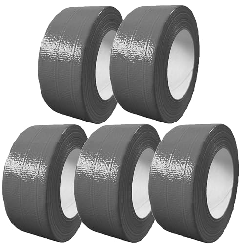 4INSTALATOR Klebeband Pack 5 Rollen Grau 48 mm x 50 mm Duct Tape Panzertape Gewebeklebeband Wasserdicht Isolierklebeband von 4INSTALATOR