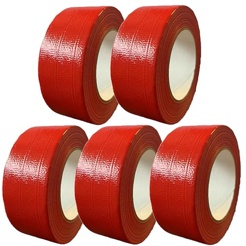 4INSTALATOR Klebeband Pack 5 Rollen Rot 48 mm x 50 mm Duct Tape Panzertape Gewebeklebeband Wasserdicht Isolierklebeband von 4INSTALATOR