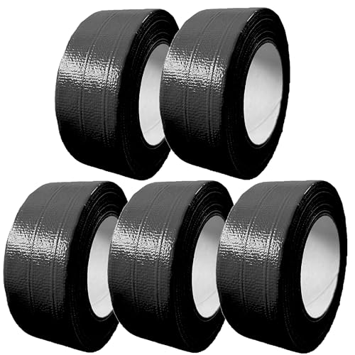 4INSTALATOR Klebeband Pack 5 Rollen Schwarz 48 mm x 50 mm Duct Tape Panzertape Gewebeklebeband Wasserdicht Isolierklebeband von 4INSTALATOR