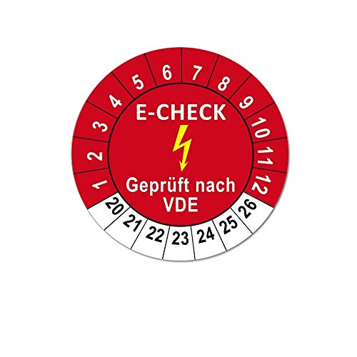 Elektrocheck Plaketten Gültig bis 2026 Prüfetiketten rund, Folienaufkleber verschiedene Formate (Ø 20 mm, 250) von 4WAY Verlag