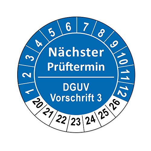 Prüfplaketten DGUV Vorschrift 3 und 4 Folienaufkleber auf Rolle (DGUV Vorschrift 3, Blau, 250) von 4WAY Verlag