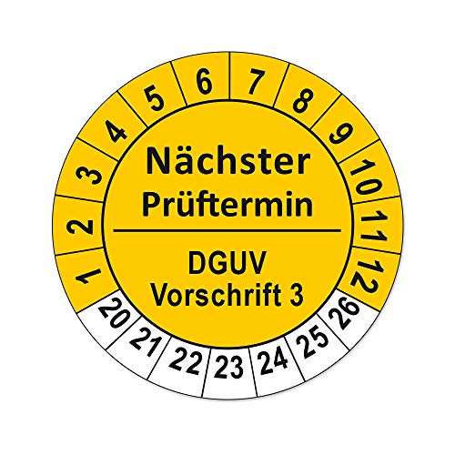 Prüfplaketten DGUV Vorschrift 3 und 4 Folienaufkleber auf Rolle (DGUV Vorschrift 3, Gelb, 250) von 4WAY Verlag