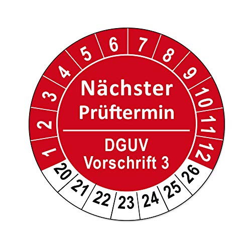 Prüfplaketten DGUV Vorschrift 3 und 4 Folienaufkleber auf Rolle (DGUV Vorschrift 3, Rot, 2000) von 4WAY Verlag