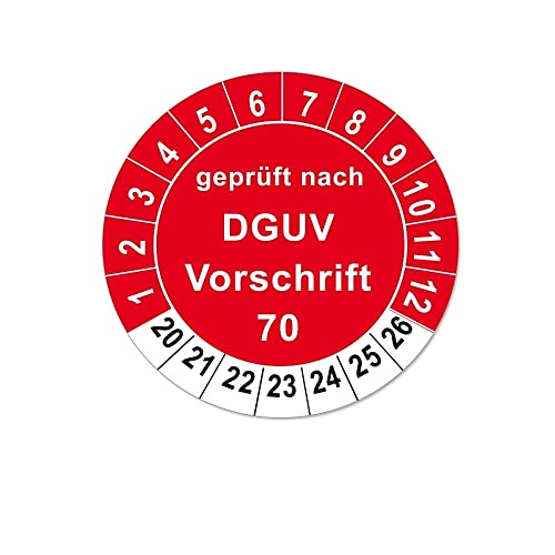 Prüfplaketten nach Vorschrift, Folien-Aufkleber rund auf Rolle verpackt (Ø 25mm, DGUV Vorschrift 70 (rot), 500) von 4WAY Verlag