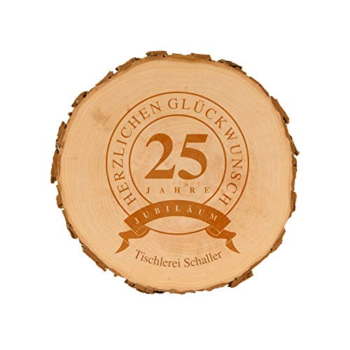 Baumscheibe zum Firmenjubiläum mit Gravur - personalisierte Holzscheibe - Geschenkidee - naturbelassen - Dekoration - Wanddeko von 4youDesign