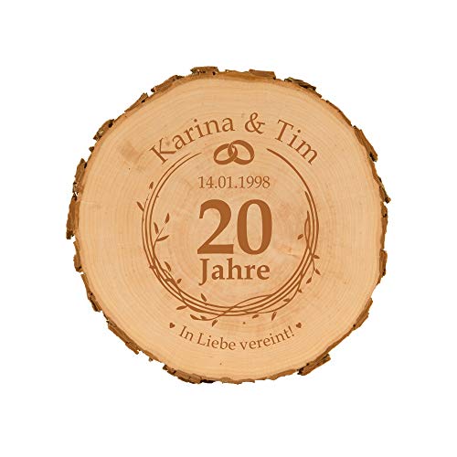 Baumscheibe zum Hochzeitsjubiläum mit Gravur - personalisierte Holzscheibe - Geschenkidee zum Hochzeitstag - naturbelassen - Dekoration - Wanddeko von 4youDesign