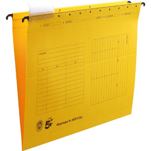 5 Star Hängemappen gelb für DIN A4 Natronkarton (RC) 230g/qm Inh.5 von Office Star Products