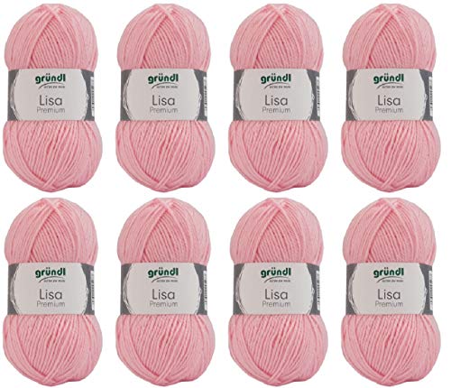 5 GBC2134 GRUNDL-Lisa Premium Uni Yarn-Pack of 8 Balls-Colour Number 05, Wolle Acryl, 1064 Meter von 5