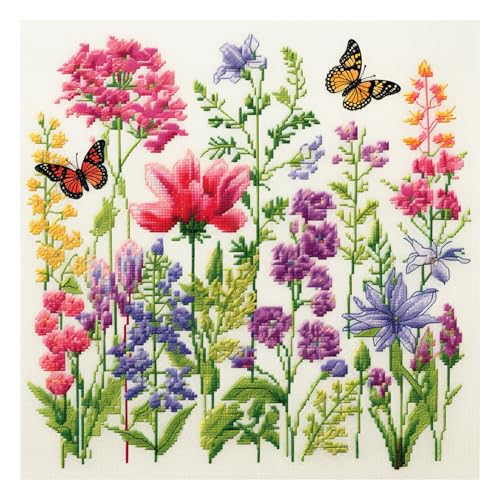 51buyoutgo Kreuzstich Set Vorgedruckt Blume, Stickvorlagen Stickbilder Vorgedruckt Kreuzstich Stickpackungen Stickpackung Cross Stitch Embroidery Kit Stickset Sticken Set Erwachsene Anfänger von 51buyoutgo