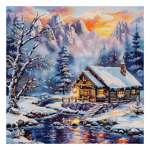 51buyoutgo Kreuzstich Set Vorgedruckt Schneelandschaft Stickvorlagen Stickbilder Vorgedruckt Kreuzstich Stickpackungen Stickpackung Cross Stitch Embroidery Kit Stickset Sticken Set Erwachsene Anfänger von 51buyoutgo