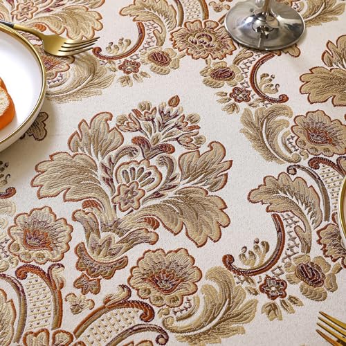 Tischdecke im europäischen Stil, modische und exquisite Jacquard-Stickerei-Tischdecke, hochdichte Satin-Kaffeetischdecke, Retro-Tischdecke (B, 110 x 110 cm) (A 130 x 180 cm) von 5JJJLOOOPP