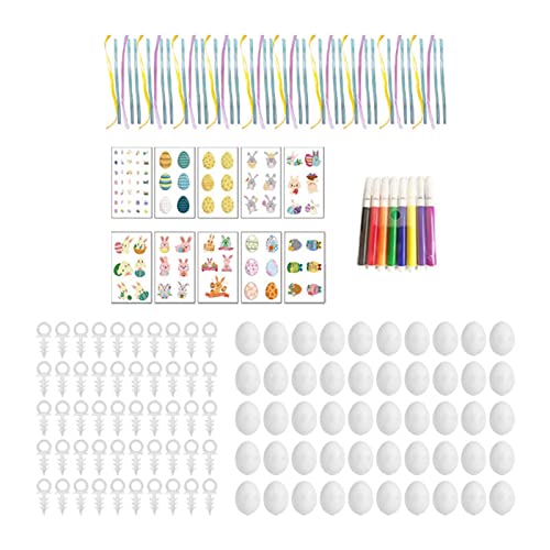 5sssallefaa Weiße Blanko-Ostereier zum Aufhängen, Malerei, Dekoration, Korbfüller, kreativ, mit Band von 5sssallefaa